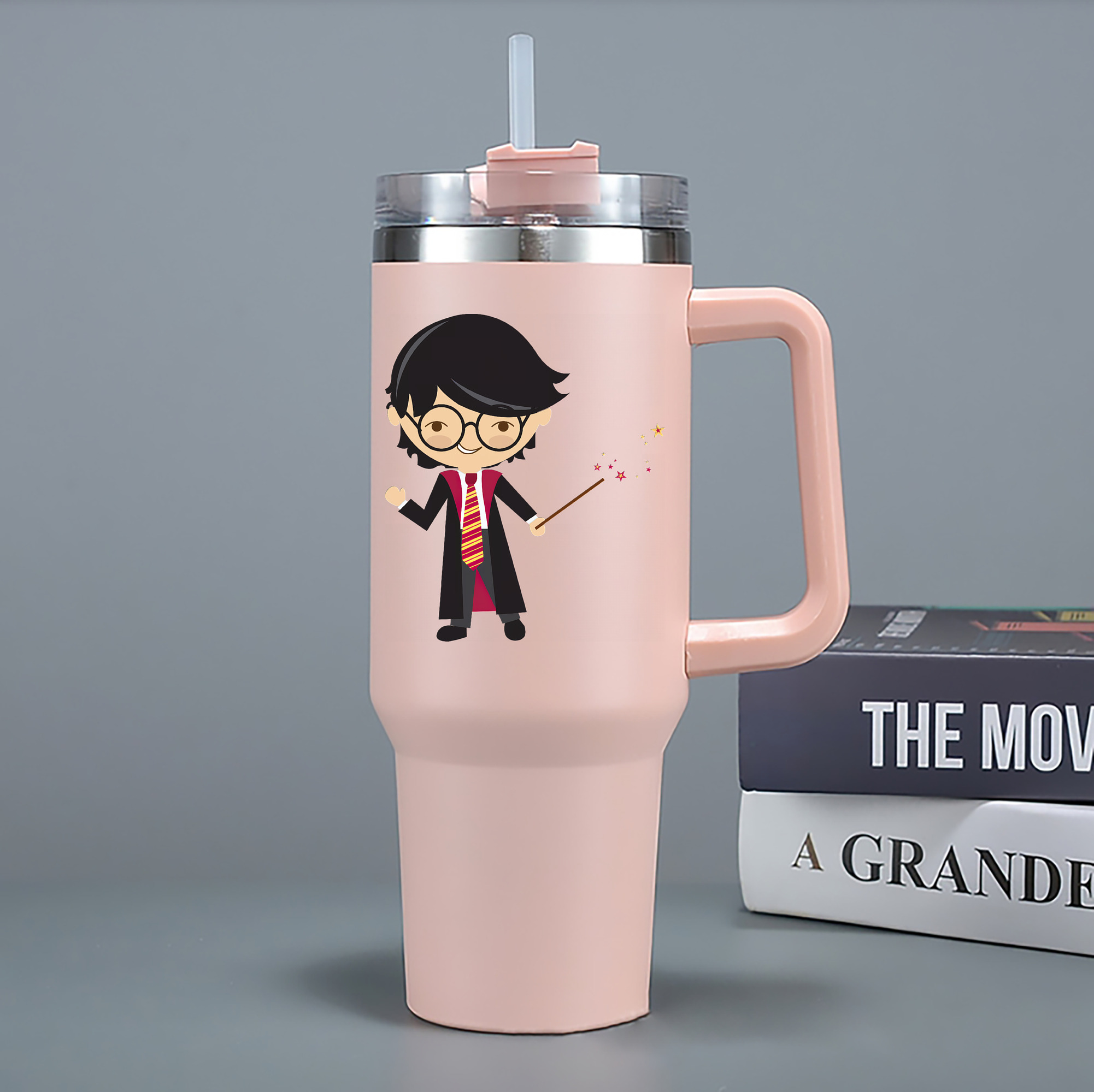（画像用） Harry Potter ハリー・ポッターシリーズ 1200mL車用タンブラー - クリスタルステッカー（プラスチックストロー付き）